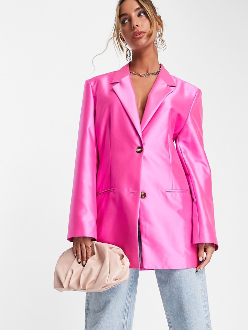 ASOS Design Ultimate Oversized Grandad Blazer in Hot Pink‎ Size 2